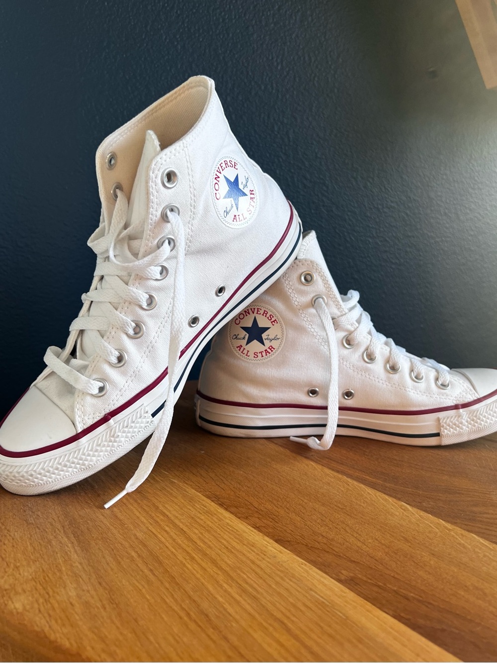Converse Chuck Taylor All Star High Top Sneakers - White/Red - Picture 2 of 5